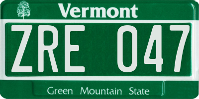 VT license plate ZRE047