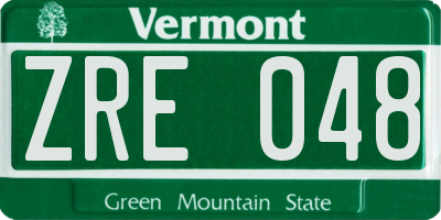 VT license plate ZRE048