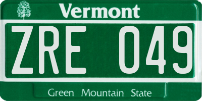 VT license plate ZRE049