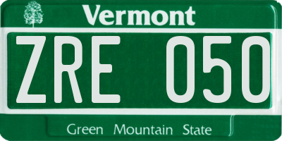 VT license plate ZRE050