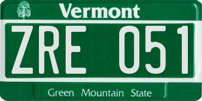 VT license plate ZRE051