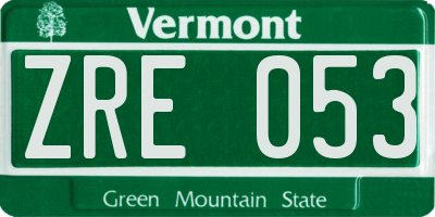VT license plate ZRE053