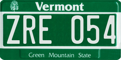VT license plate ZRE054