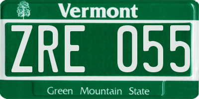 VT license plate ZRE055