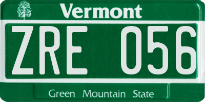VT license plate ZRE056