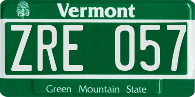 VT license plate ZRE057