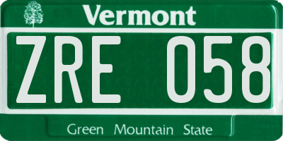 VT license plate ZRE058