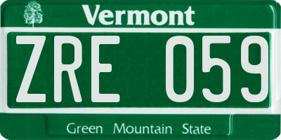 VT license plate ZRE059