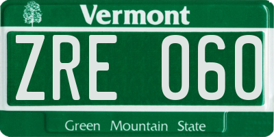 VT license plate ZRE060