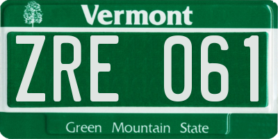 VT license plate ZRE061