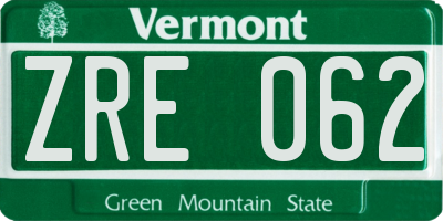 VT license plate ZRE062