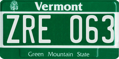 VT license plate ZRE063