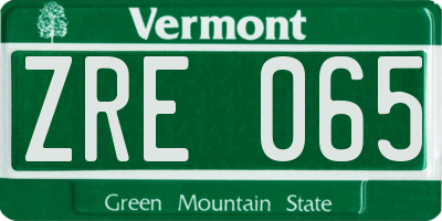 VT license plate ZRE065