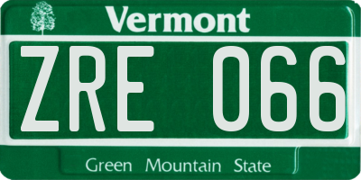 VT license plate ZRE066