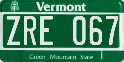 VT license plate ZRE067