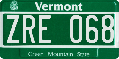 VT license plate ZRE068