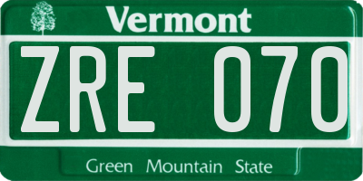 VT license plate ZRE070