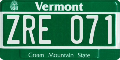 VT license plate ZRE071