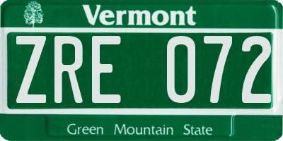 VT license plate ZRE072