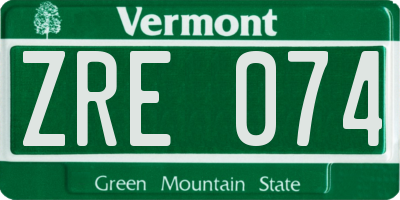 VT license plate ZRE074
