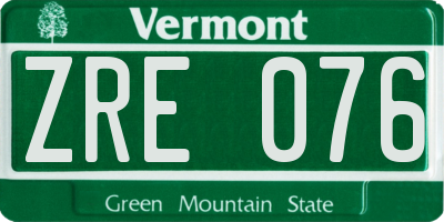 VT license plate ZRE076