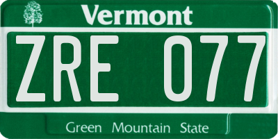 VT license plate ZRE077