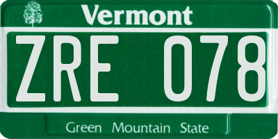 VT license plate ZRE078