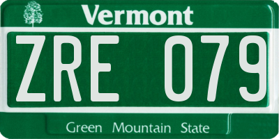 VT license plate ZRE079