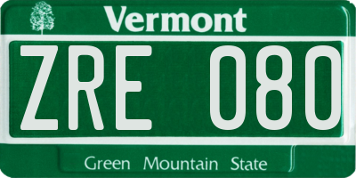 VT license plate ZRE080