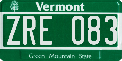 VT license plate ZRE083
