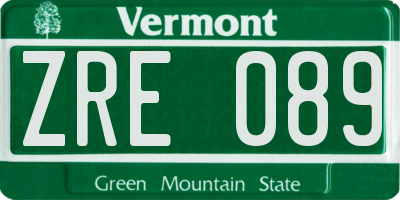 VT license plate ZRE089