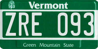 VT license plate ZRE093