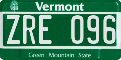 VT license plate ZRE096