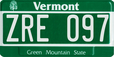 VT license plate ZRE097