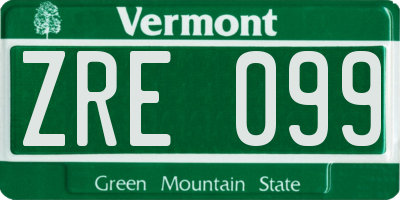 VT license plate ZRE099