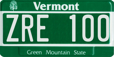 VT license plate ZRE100