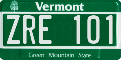 VT license plate ZRE101