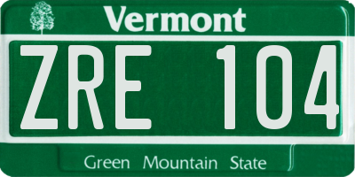 VT license plate ZRE104
