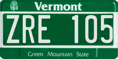 VT license plate ZRE105