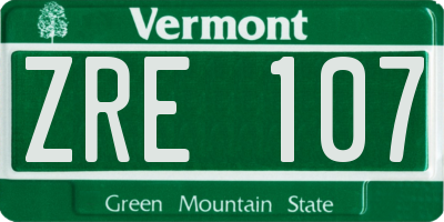 VT license plate ZRE107