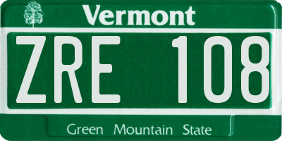 VT license plate ZRE108