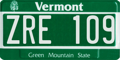 VT license plate ZRE109