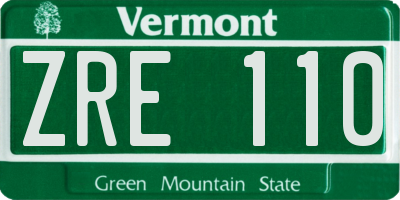 VT license plate ZRE110