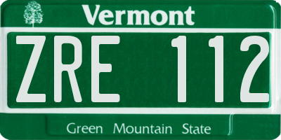 VT license plate ZRE112