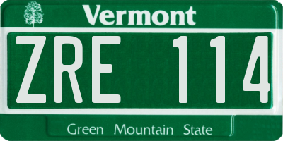 VT license plate ZRE114