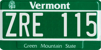 VT license plate ZRE115