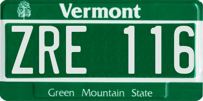 VT license plate ZRE116
