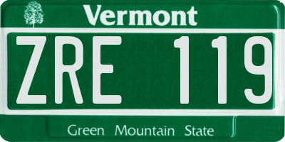 VT license plate ZRE119