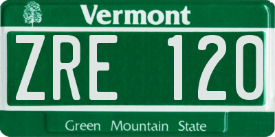 VT license plate ZRE120
