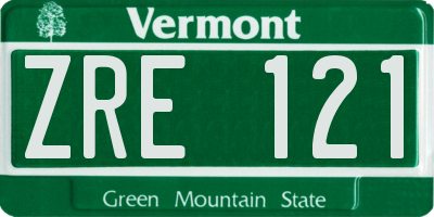 VT license plate ZRE121